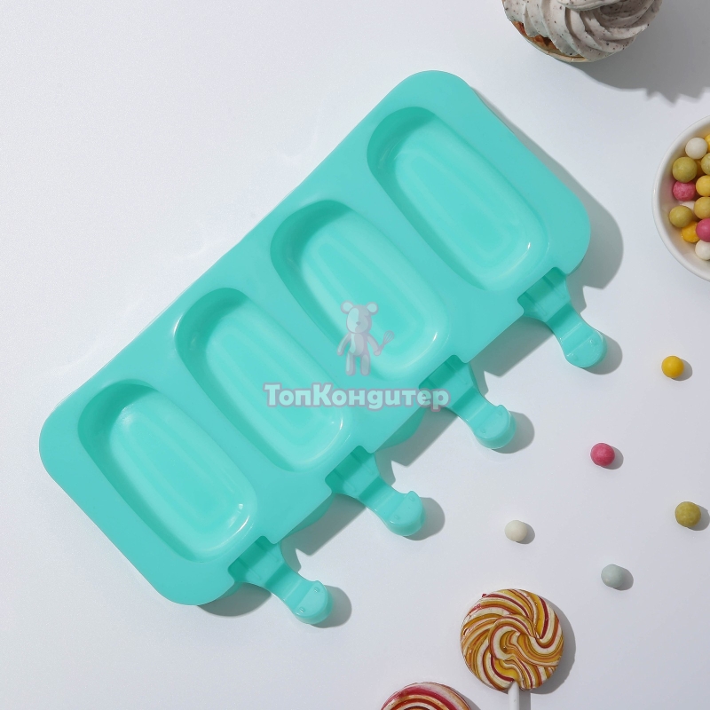 Форма для мороженого, 4 ячейки "Эскимо макси" 9*5 см