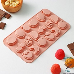 Форма для льда и кондитерских украшений Доляна «Сочно», 21×12,5×1 СМ, 18 ячеек, цвет МИКС