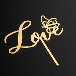 Топпер "Love, с бабочкой" золотой, 11,5 см